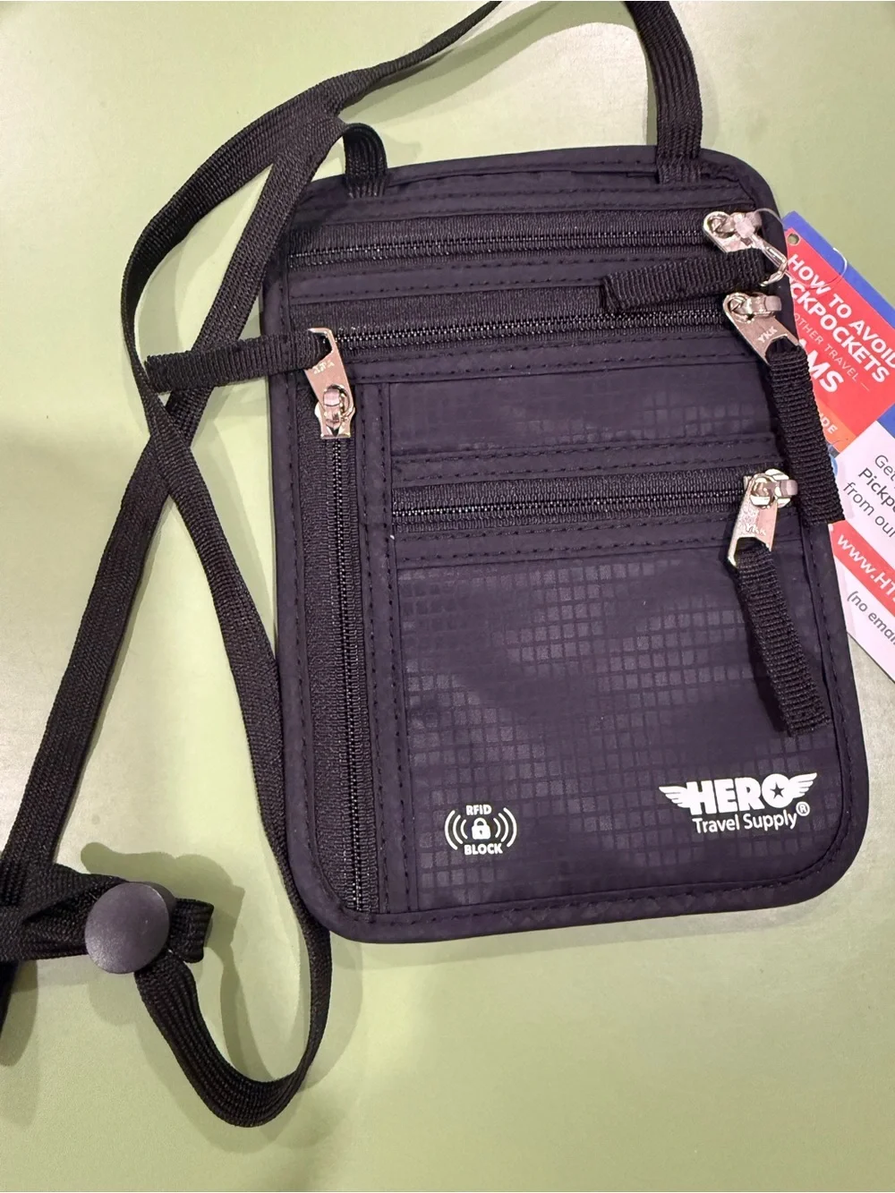 Black RFID Neck Pouch